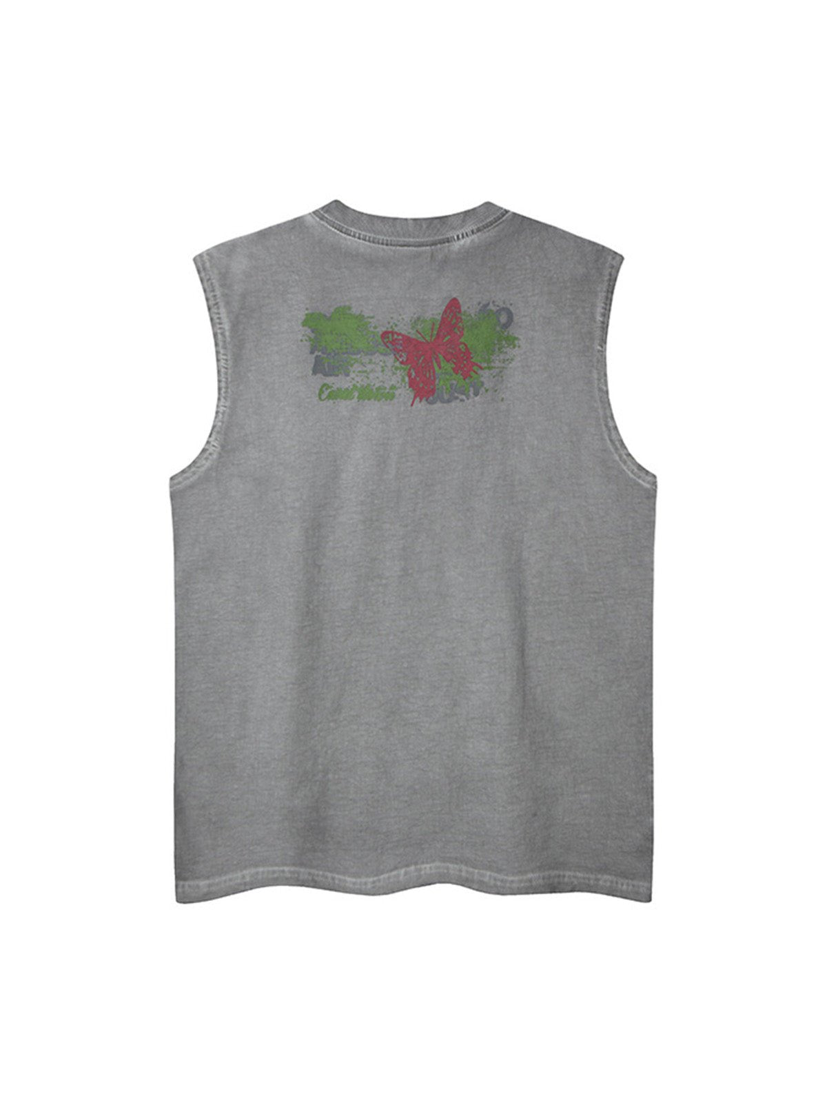 Distressed Graphic Butterfly Print Vest