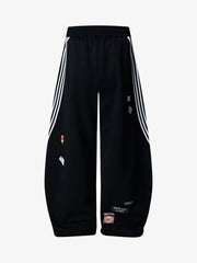 Street Patterned Striped Barrel Casual Pants