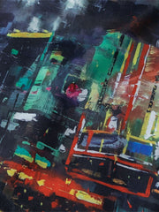 Night Scene Oil Painting Full-Print Short-Sleeved Shirt