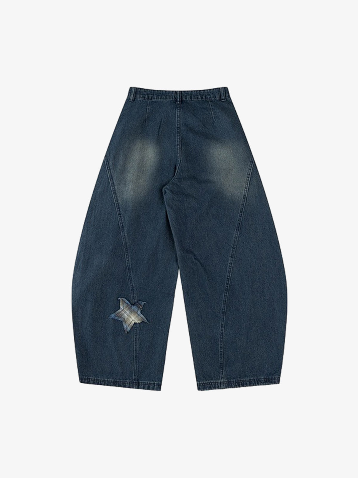 Vintage Design Lace-Up Star Embroidered Scimitar Jorts