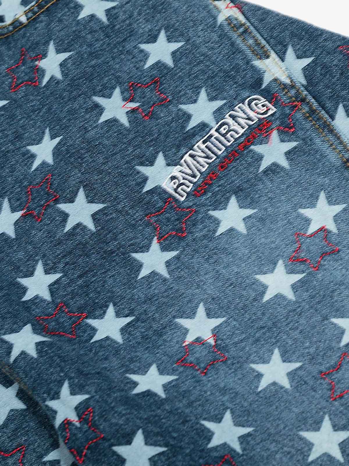 Vintage Star Embroidered Barrel Jeans