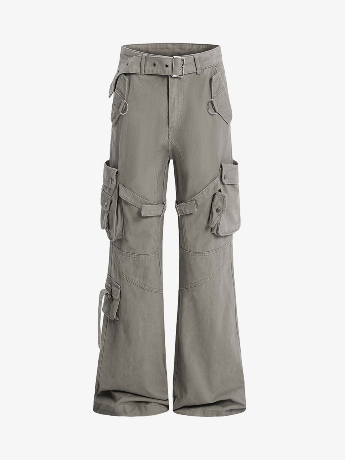 Multi-Pocket Cargo Flared Pants