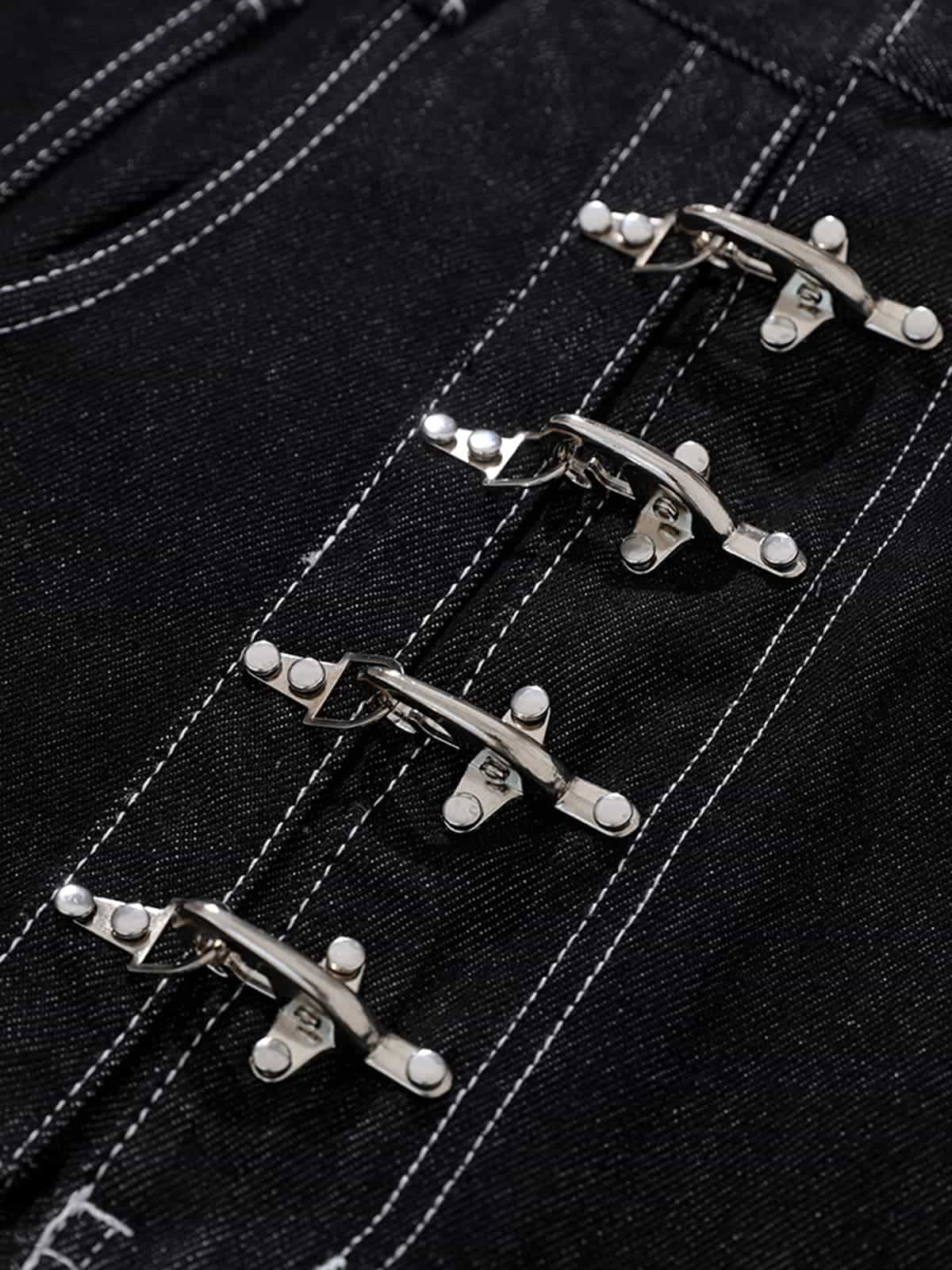 Vintage Contrast Stitch Button-Up Scimitar Jeans