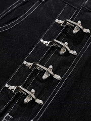 Vintage Contrast Stitch Button-Up Scimitar Jeans