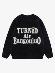 Letter Embroidery Round Neck Casual Sweater