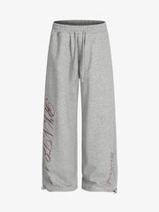 Draped Red Diamond Drawstring Casual Pants