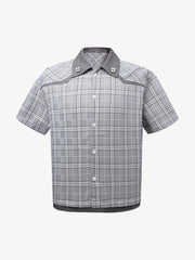 Faux Two-piece Pearl Button Plaid Short-Sleeved Shirt