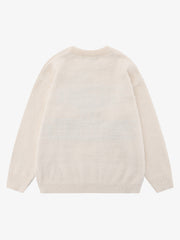 Letter Embroidery Round Neck Casual Sweater