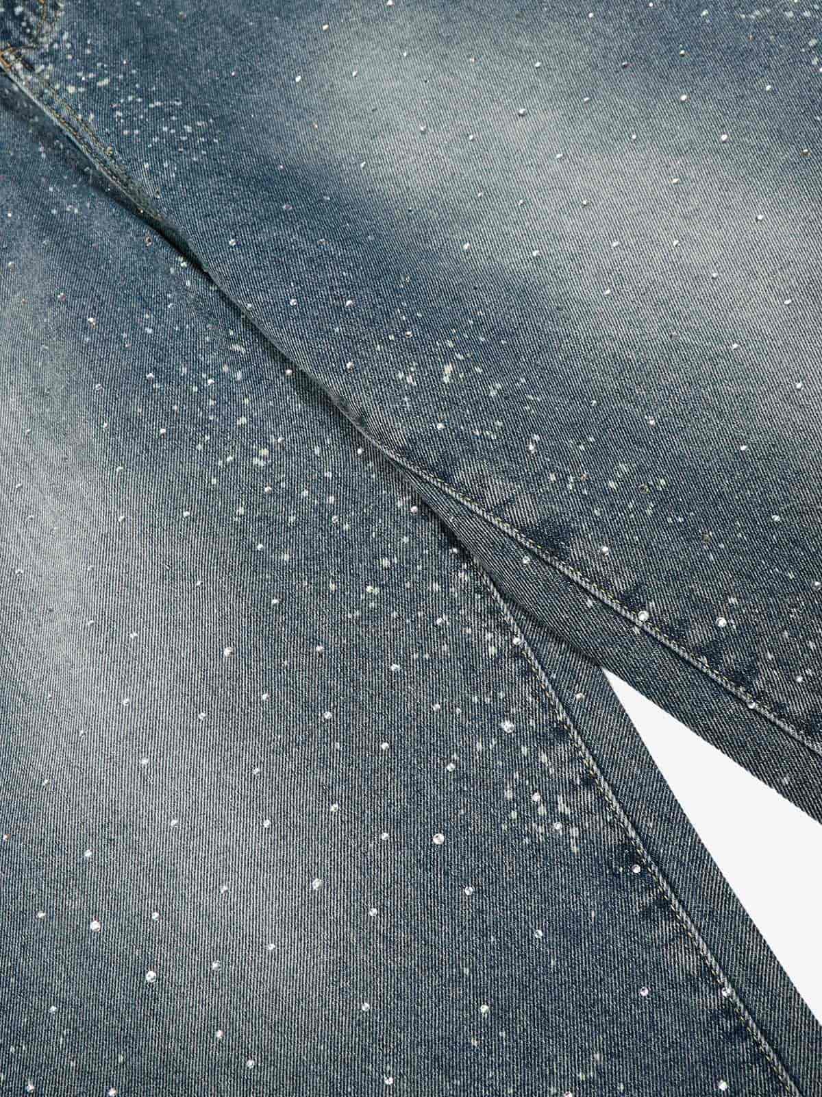 Street Distressed Washed Diamond Patch Jeans