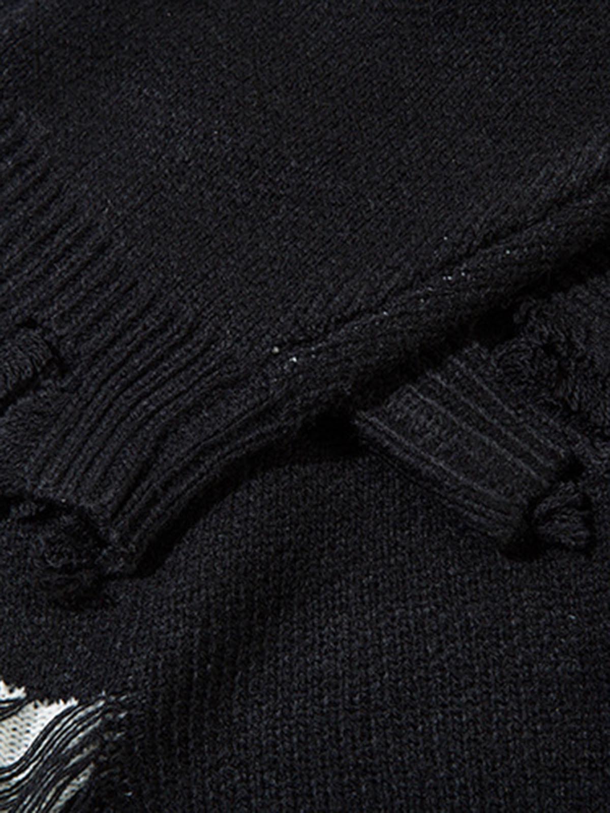 Retro Distressed Zipper Sweater
