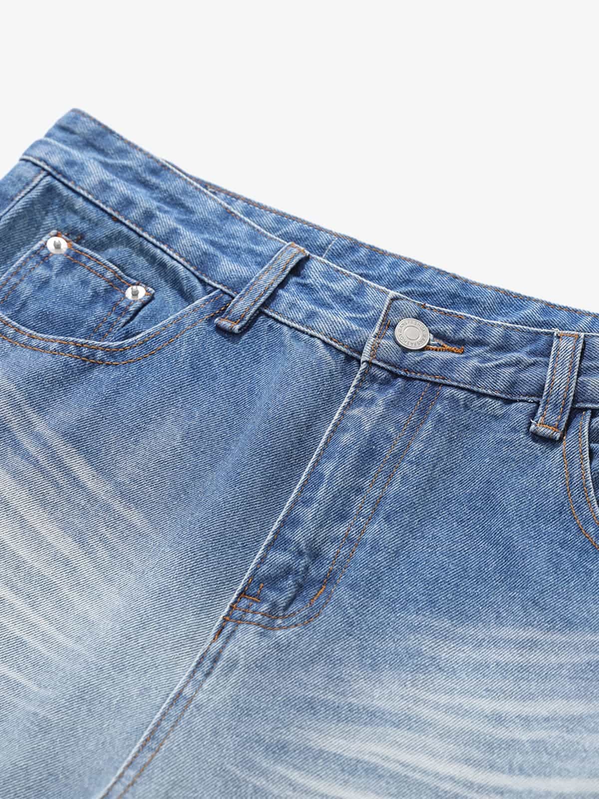 Vintage Washed Beard Pattern Machete Jeans