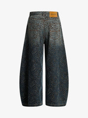 Denim Street Leopard Print Barrel Jeans