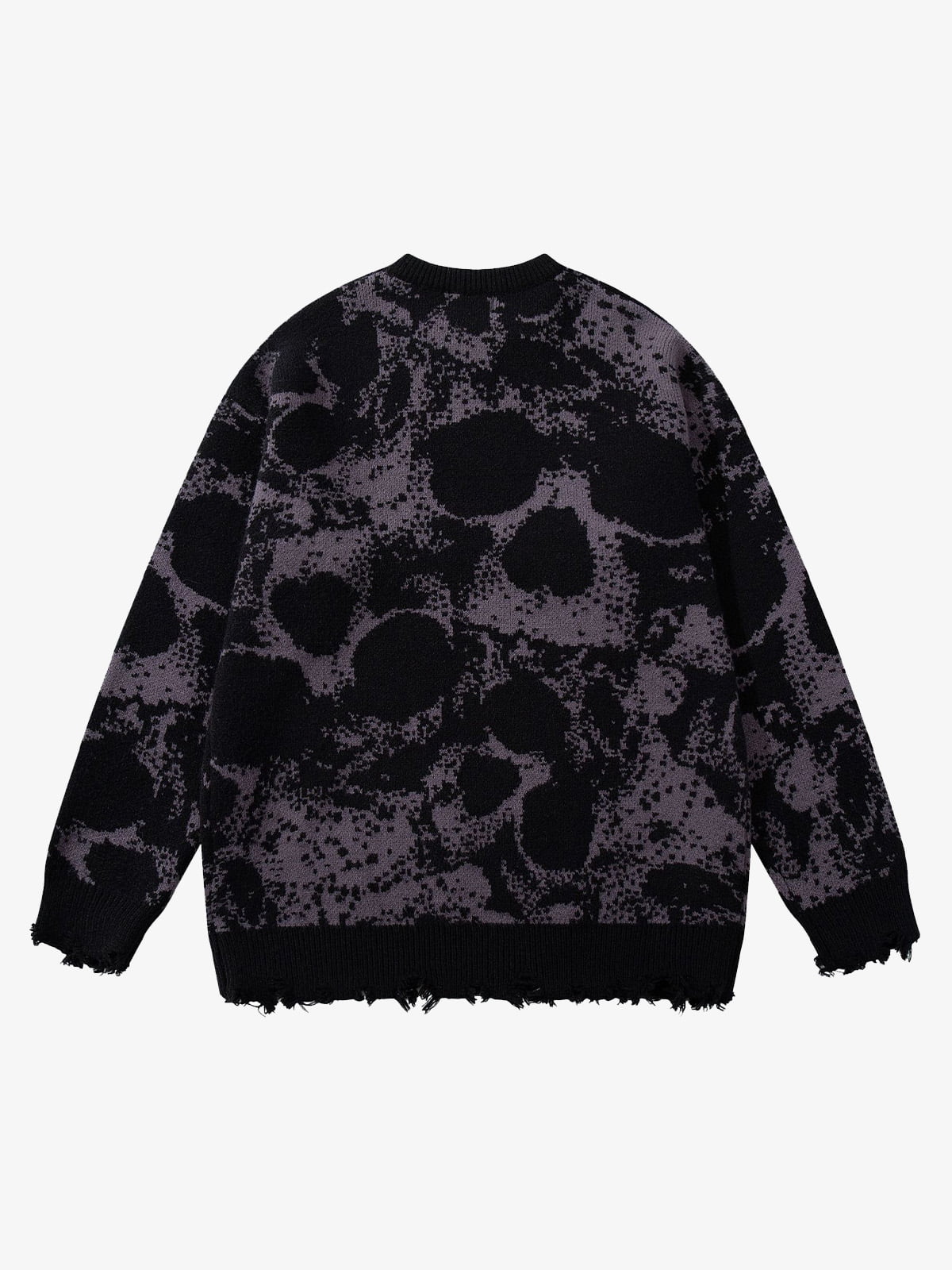 Dark Street Skull Frayed Hem Sweater