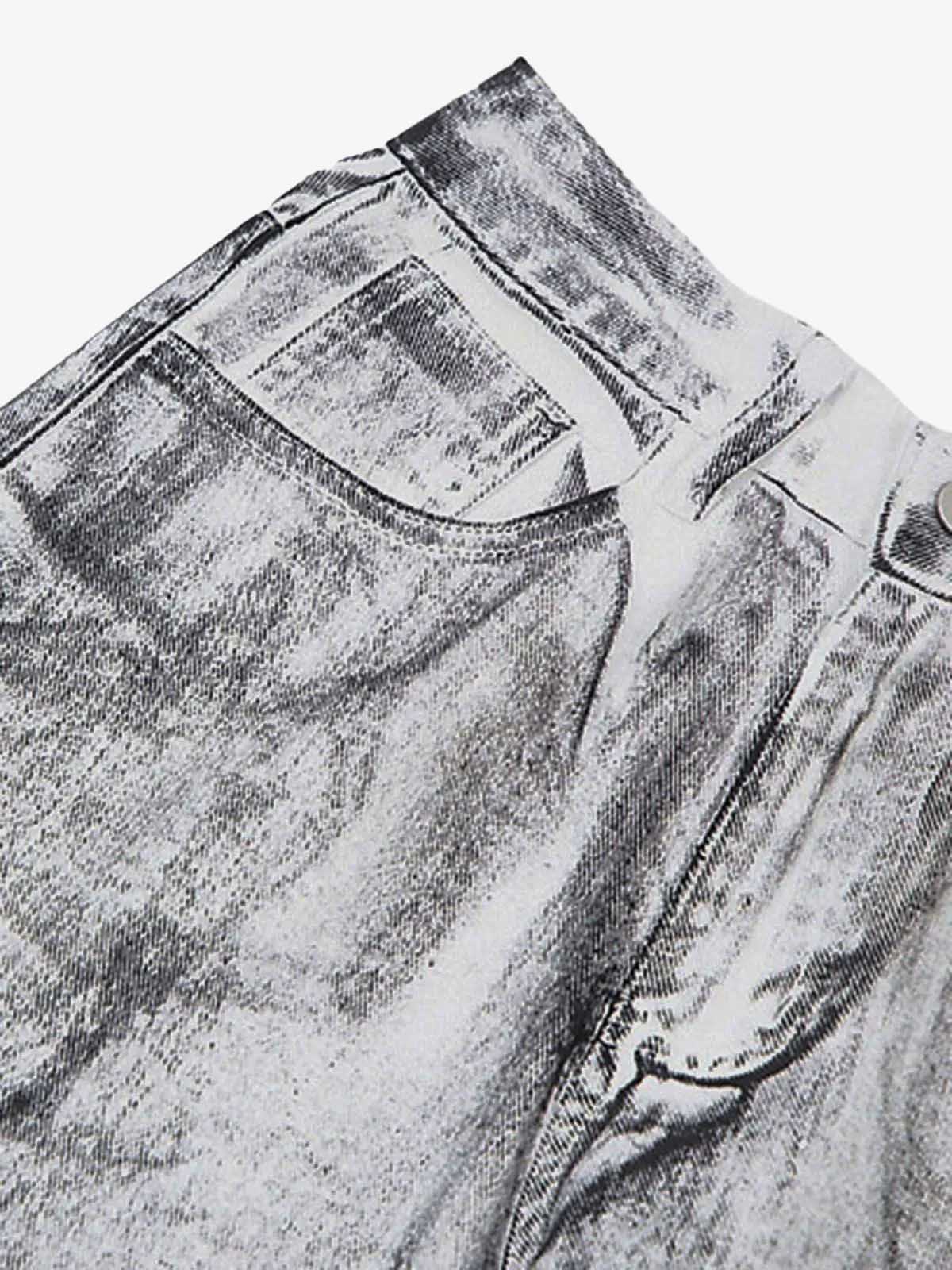 Wasteland Style Niche Design Dirty White Loose Jeans