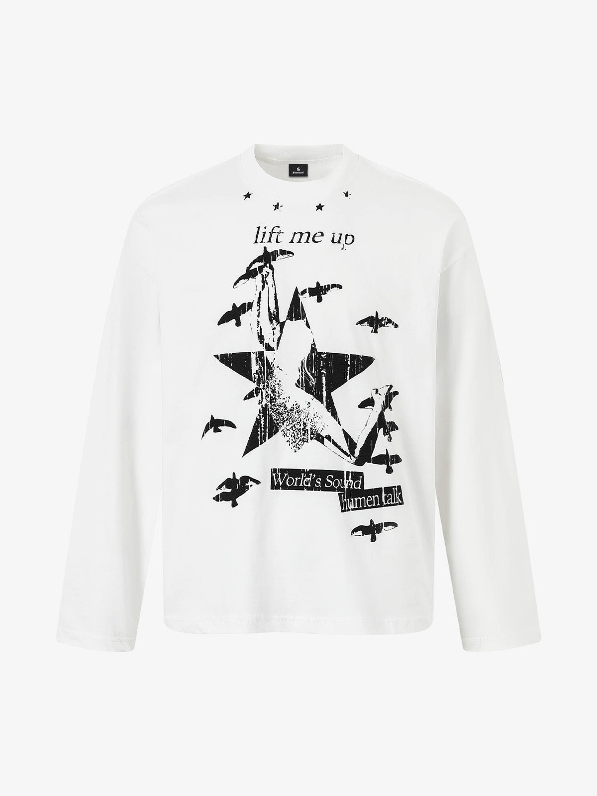 Retro Star Print Long-Sleeved T-Shirt