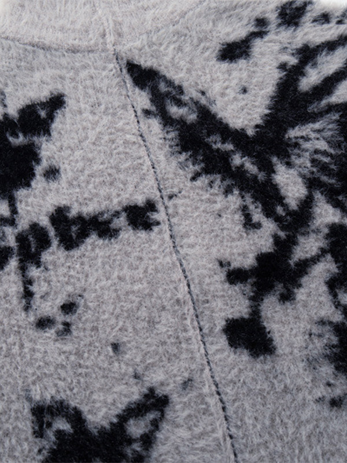 Ink Butterfly Jacquard High-Neck Zip Cardigan Sweater