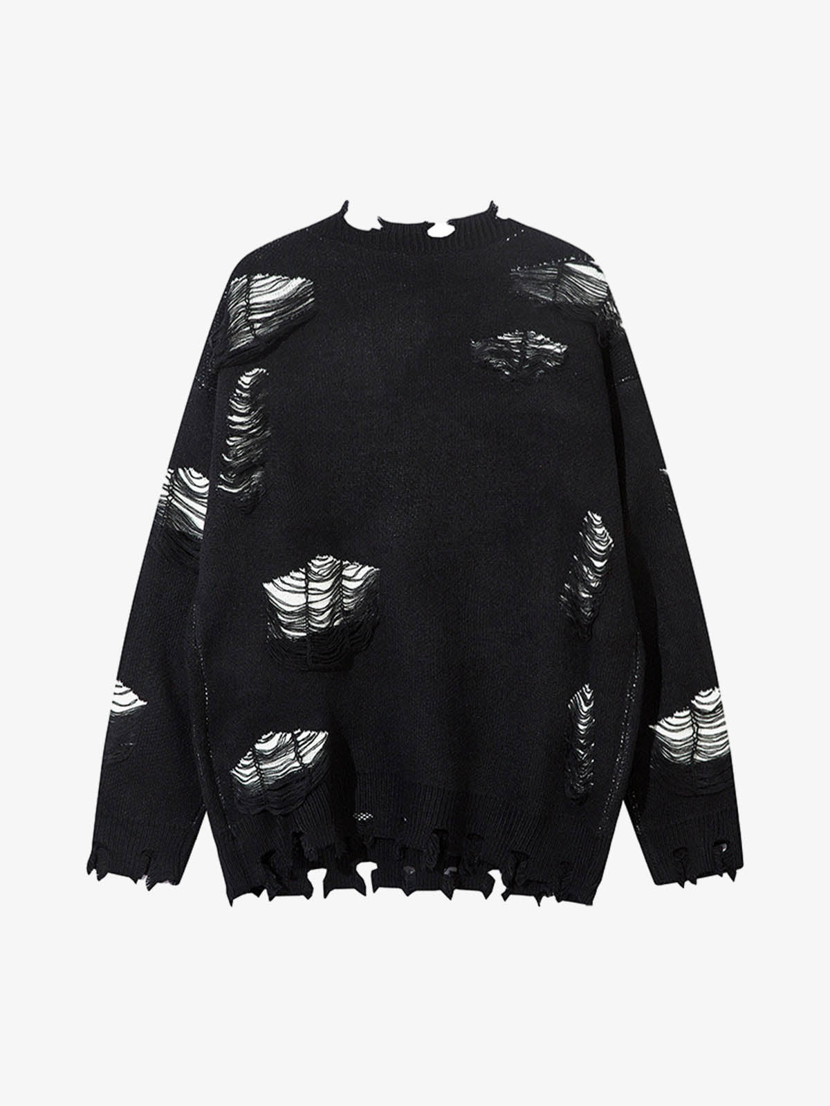 Retro Distressed Zipper Sweater