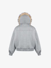 Vintage Patchwork Fur Hooded Cotton Jacket
