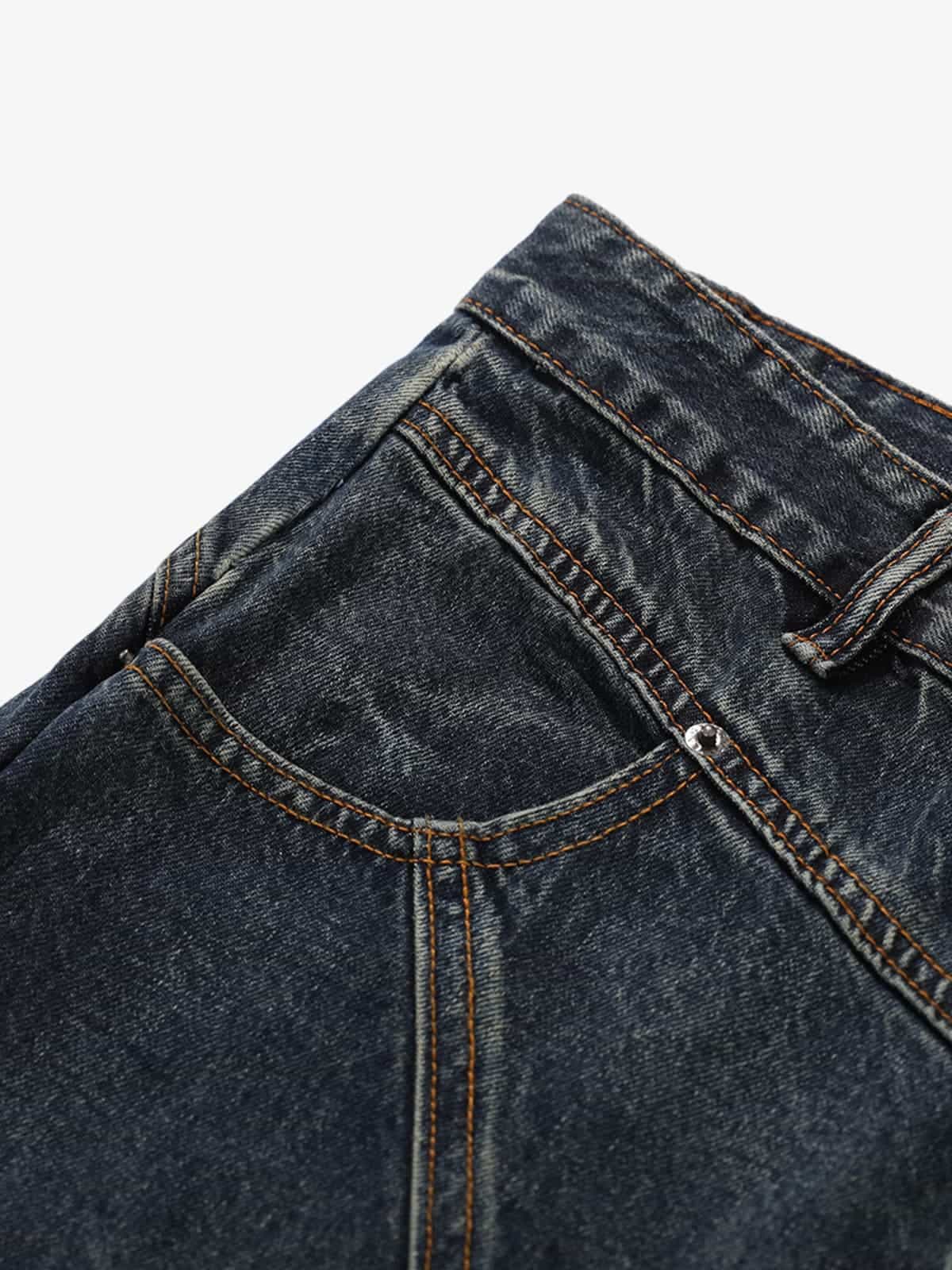 Vintage Distressed Patchwork Deconstructed Barrel Jeans