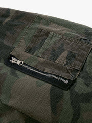 Retro Camouflage Faux Two-Piece Bomber Jacket