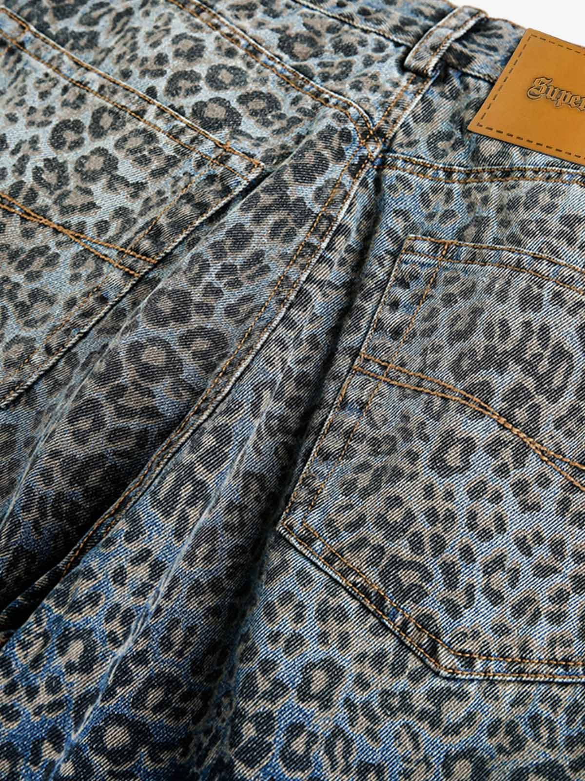 Denim Street Leopard Print Barrel Jeans