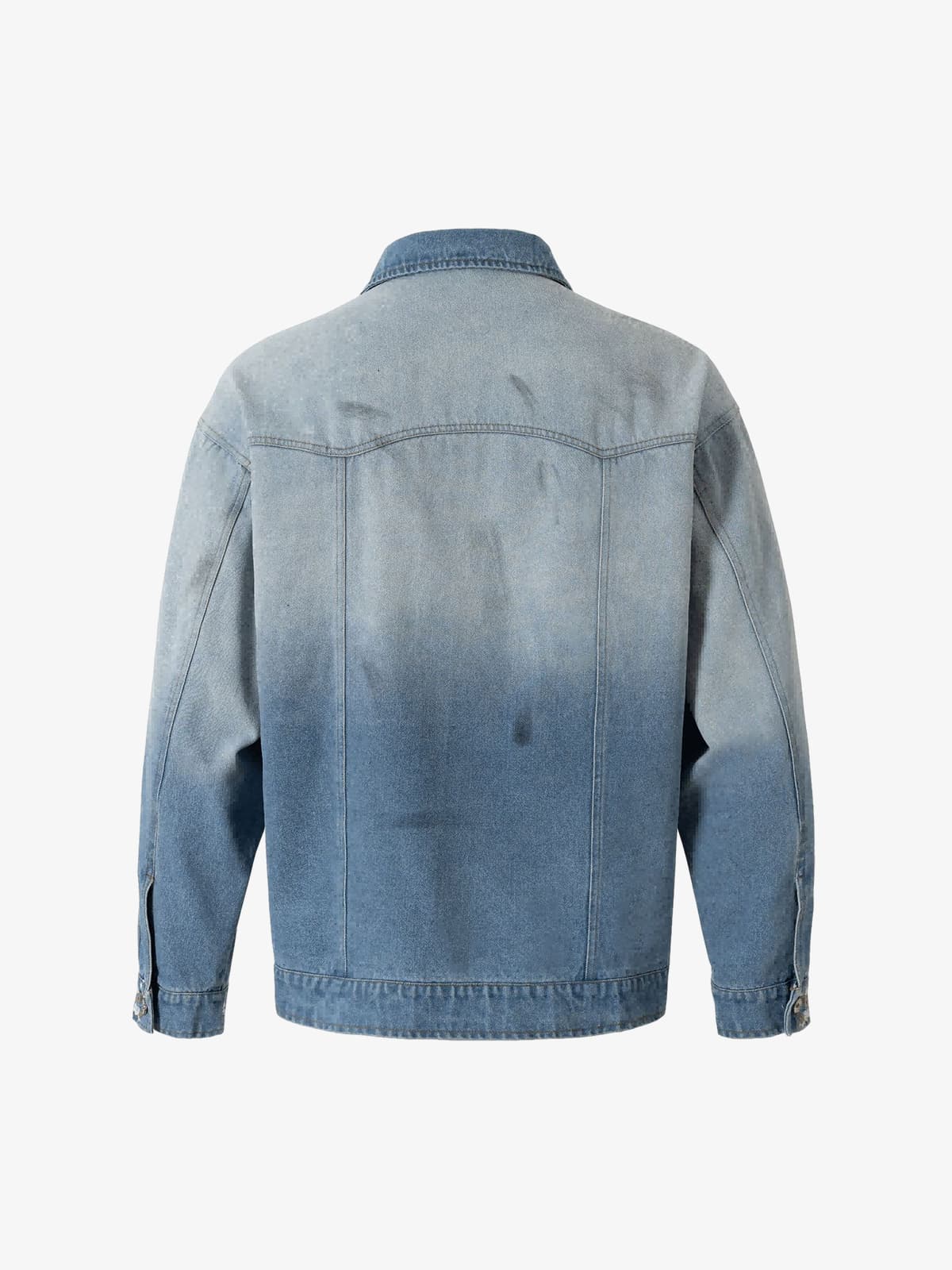 Denim Gradient-Dyed Floral Embroidered Jacket