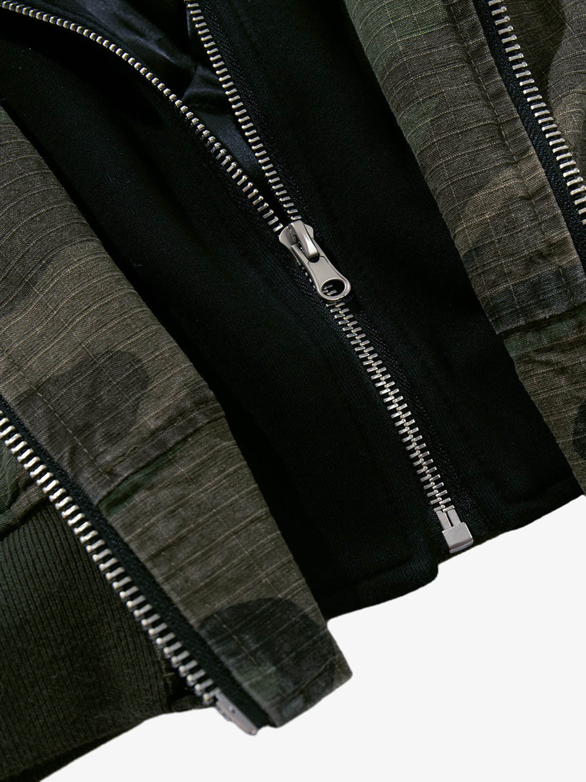 Retro Camouflage Faux Two-Piece Bomber Jacket