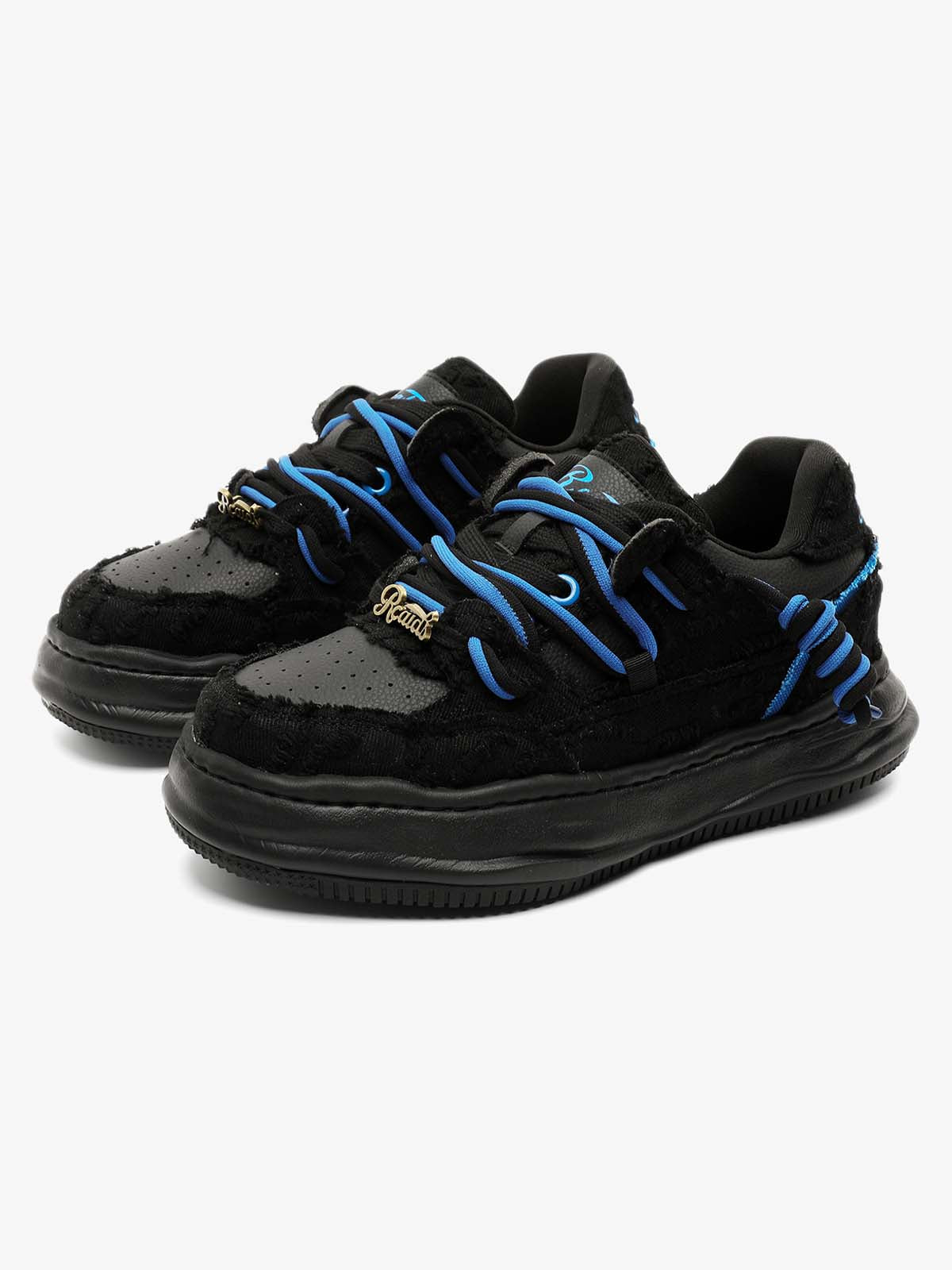 Retro Washed Denim Low Top Platform Sneakers