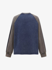 Retro Distressed Motorcycle Colorblock Sweatshirt