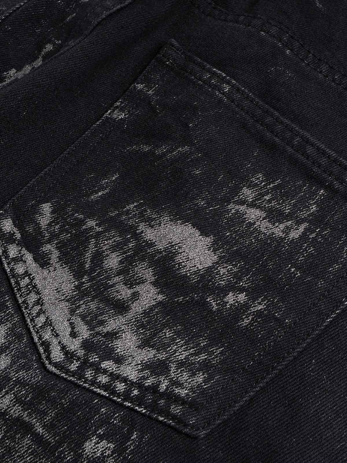 Heavily Washed Star Diamond Flared Jeans