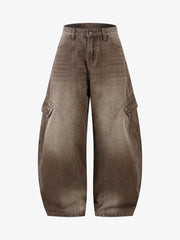 Vintage Washed Workwear Barrel Jeans
