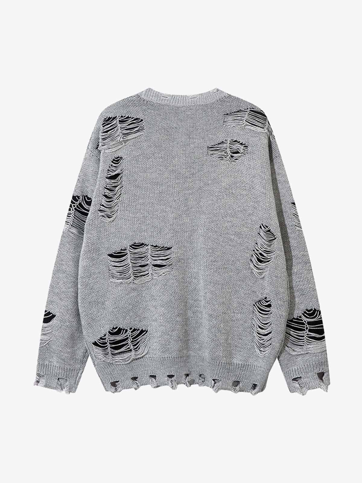 Retro Distressed Zipper Sweater