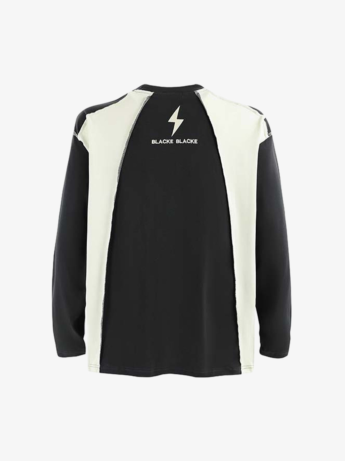 Lightning Letter Print Contrast Color Stitching Long-Sleeve T-Shirt