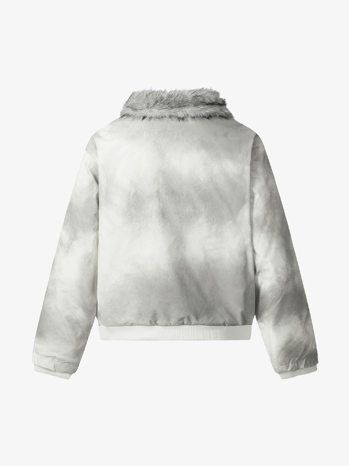 Vintage Dirty Dyed Washed Faux Fur Collar Padded Jacket