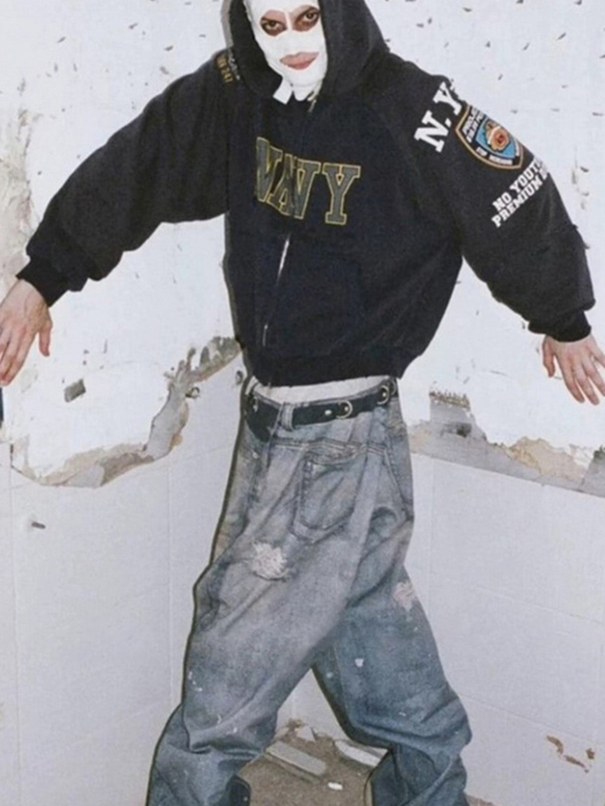 Washed Street Printed Destroyed Jeans
