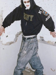 Washed Street Printed Destroyed Jeans