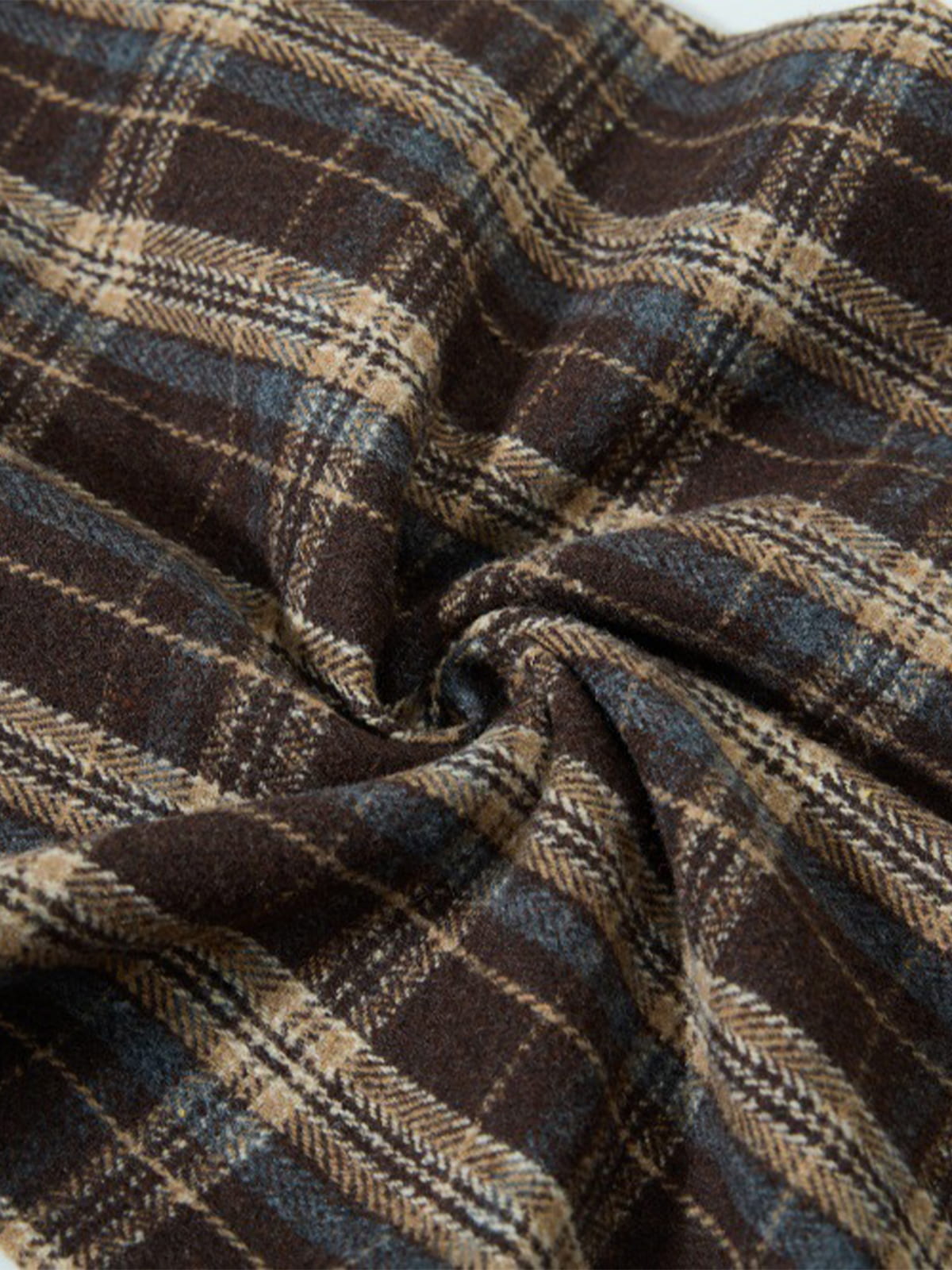 Vintage Plaid Pleated Multi-Pocket Cargo Casual Pants
