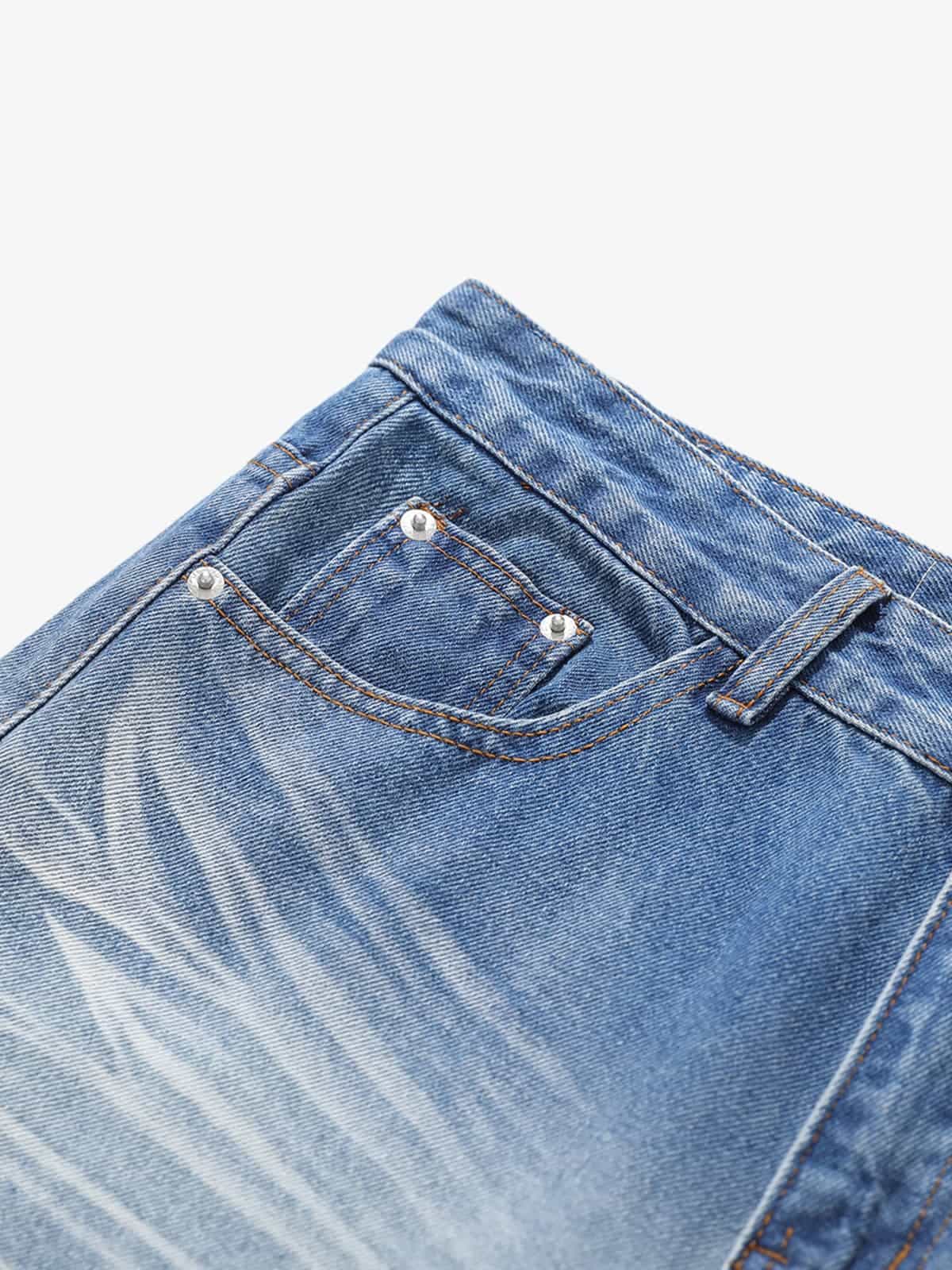 Vintage Washed Beard Pattern Machete Jeans