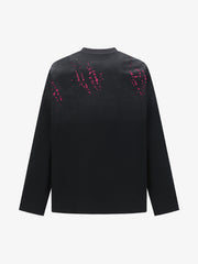 Retro Ink Splatter Design Long-Sleeved T-Shirt