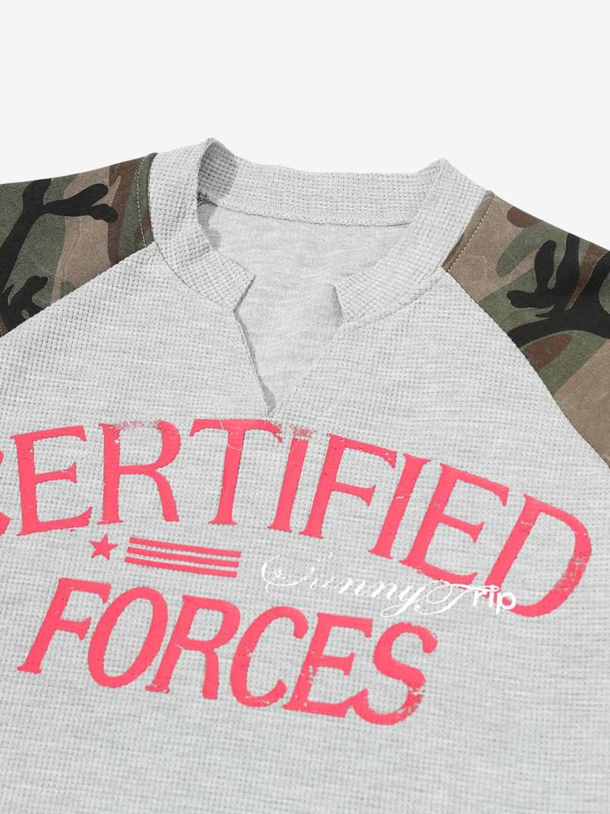 Camouflage Stitching Raglan Long Sleeve T-Shirt