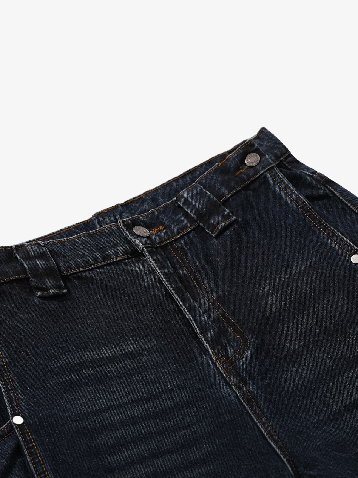Vintage Washed Wide-Leg Double Seam Distressed Barrel Jeans