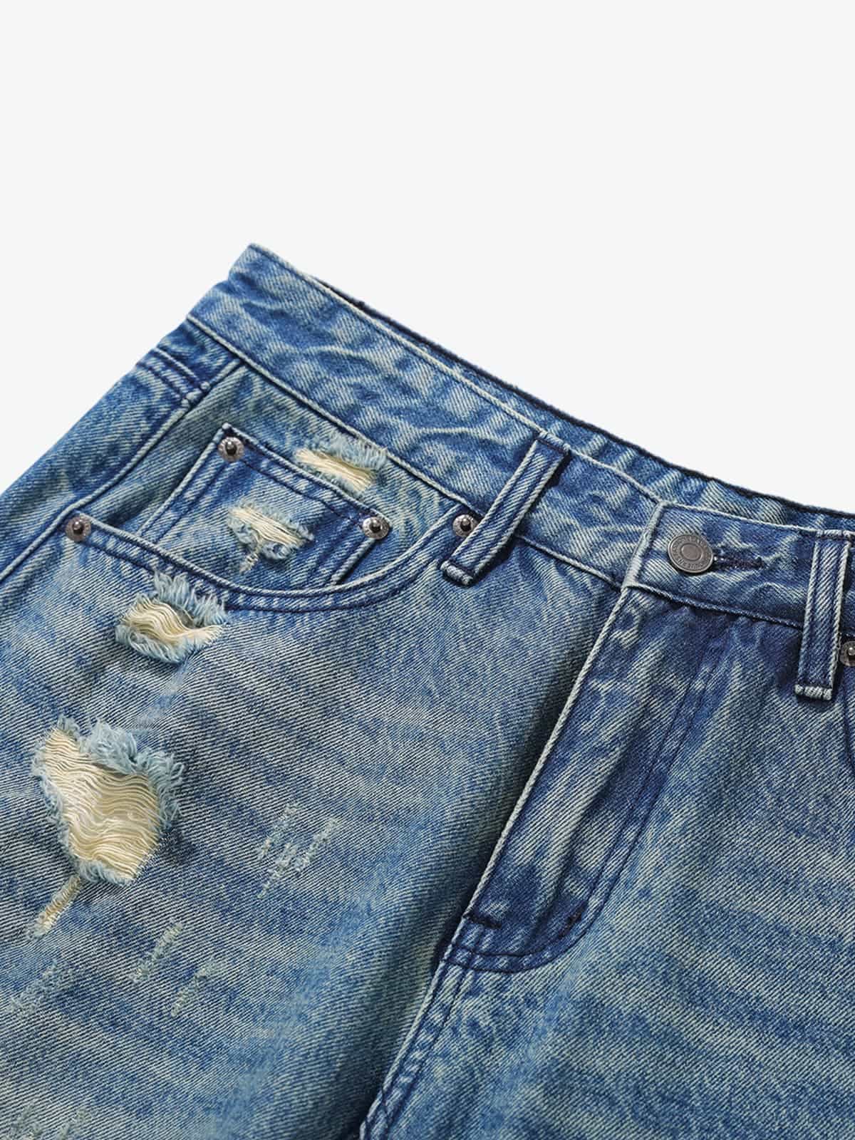 Vintage Distressed Draped Baggy Jeans
