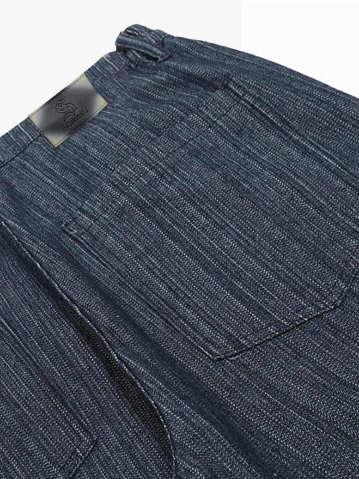 Vintage Denim Striped Texture Flare Jeans