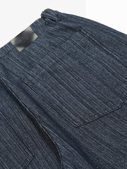 Vintage Denim Striped Texture Flare Jeans