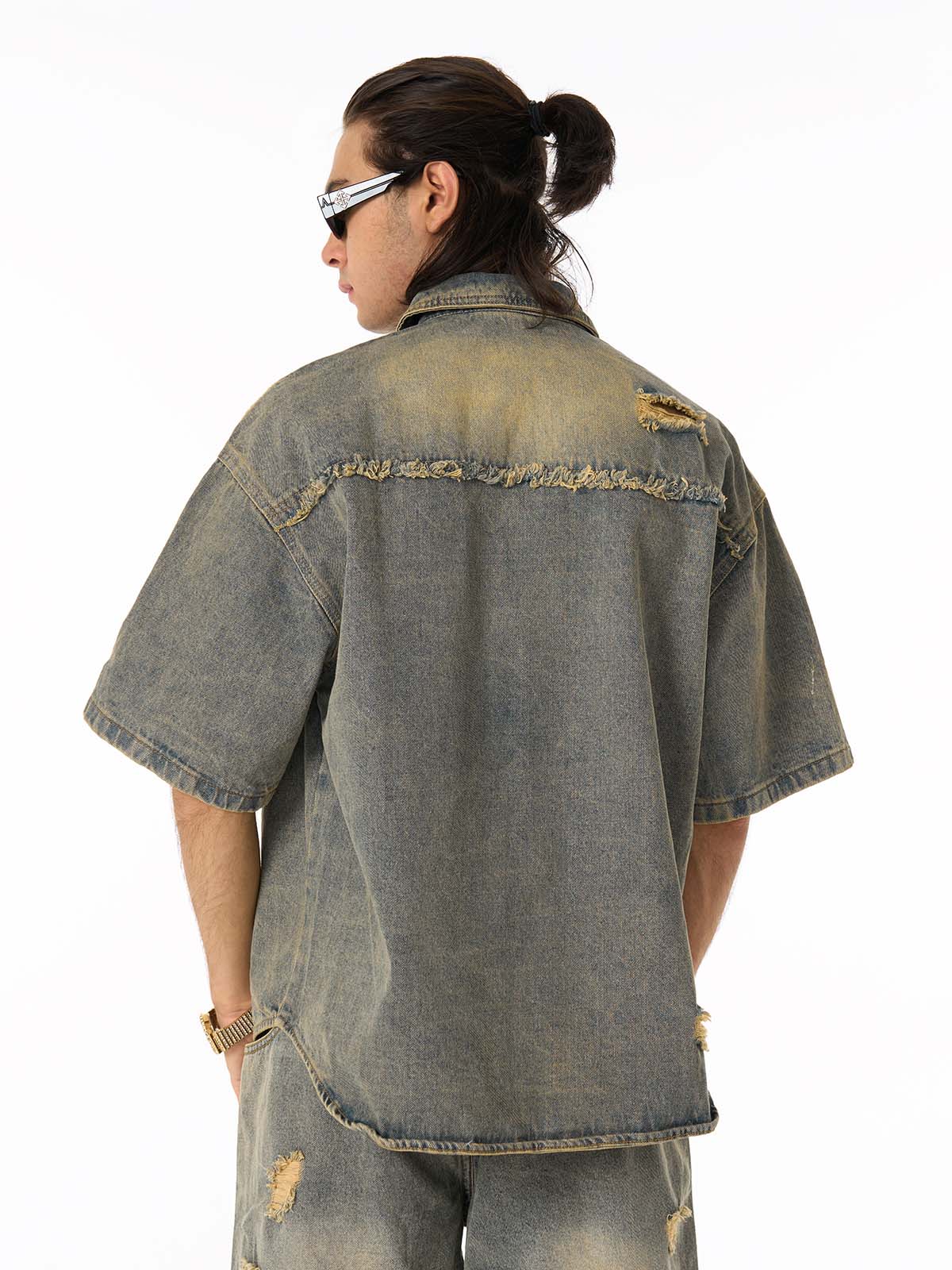 Denim Distressed Ripped Suit