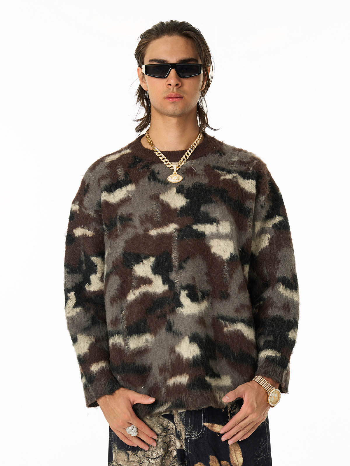 Street Camouflage Crew Neck Sweater