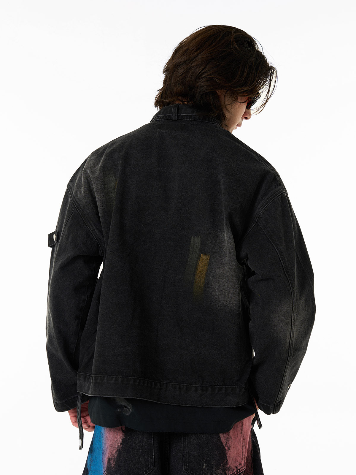 Retro Street Floral Embroidery Washed Zipper Denim Jacket