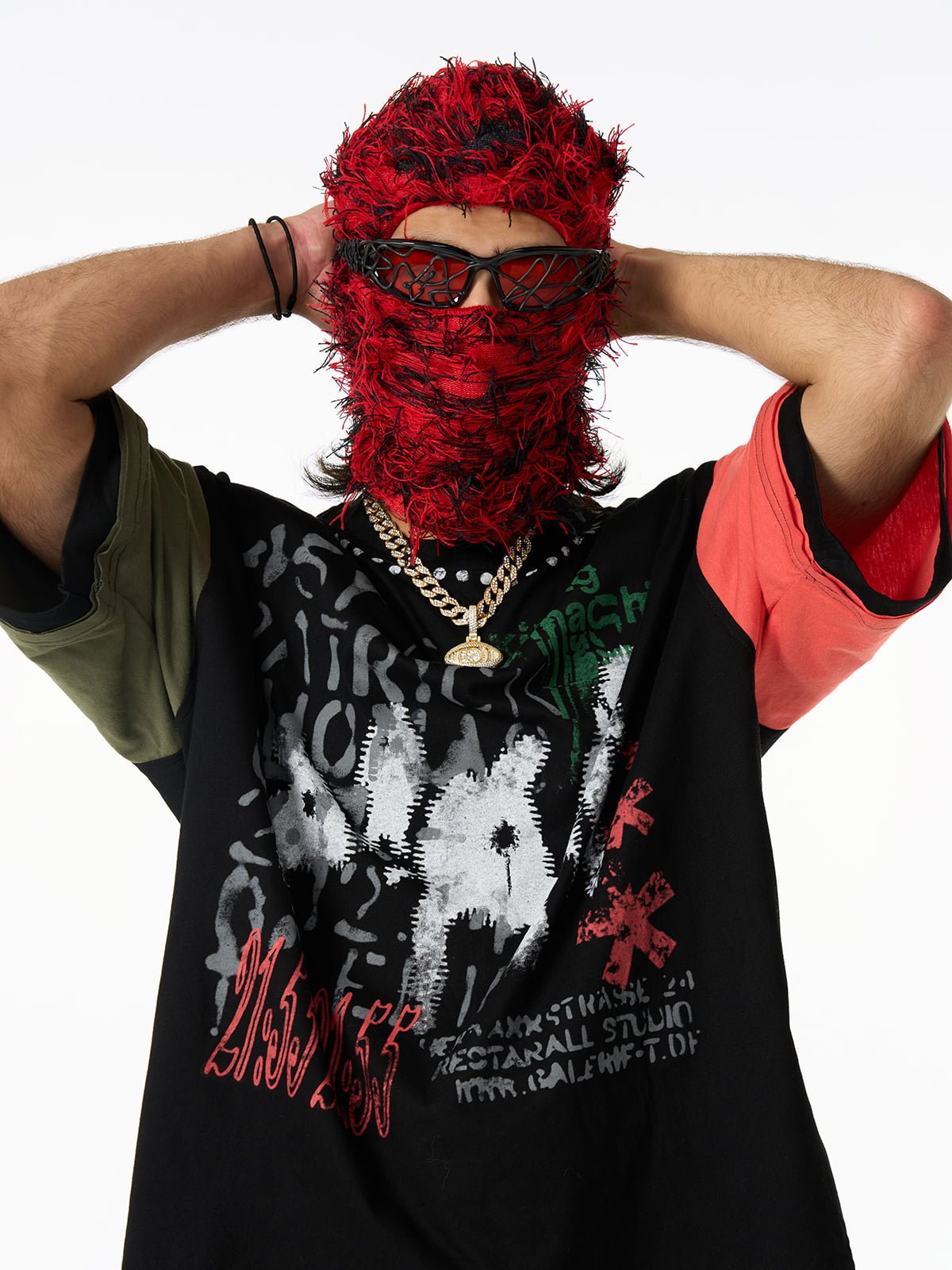 Contrast Color Patchwork Print T-Shirt