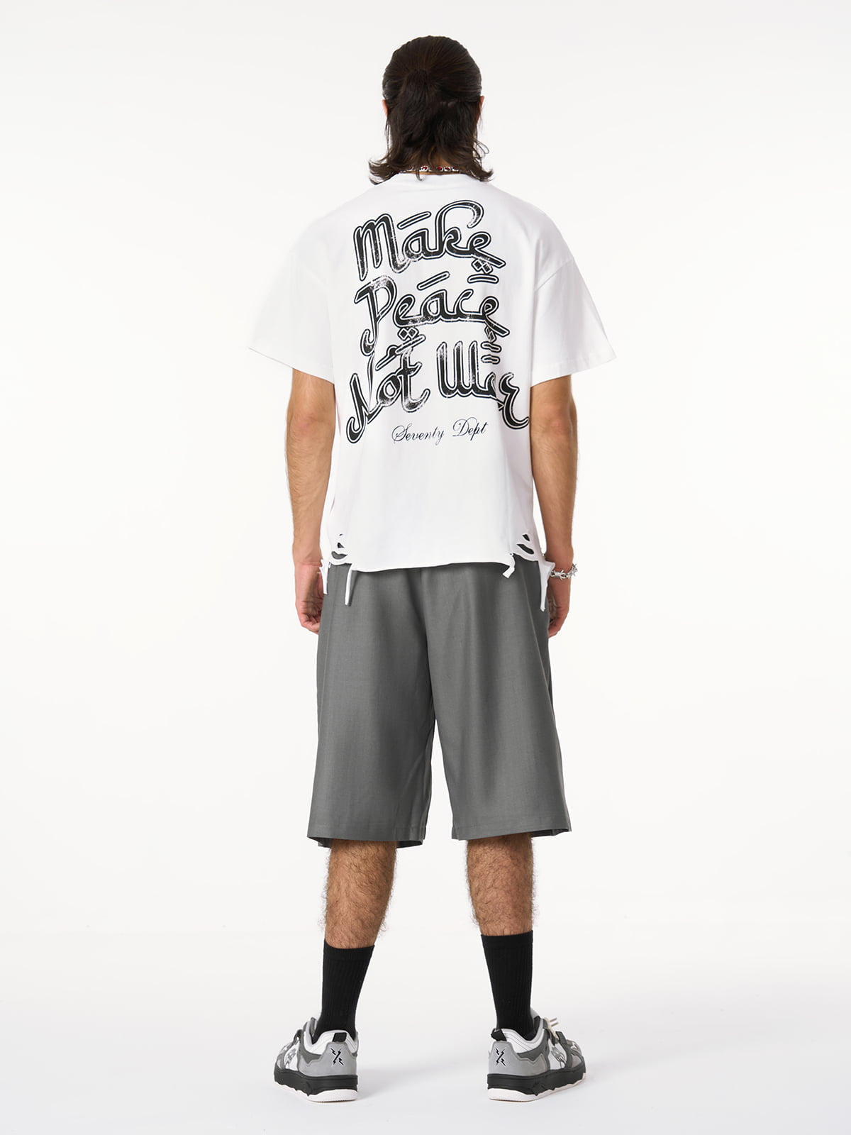 Pleated Design Pendant Decoration Baggy Shorts