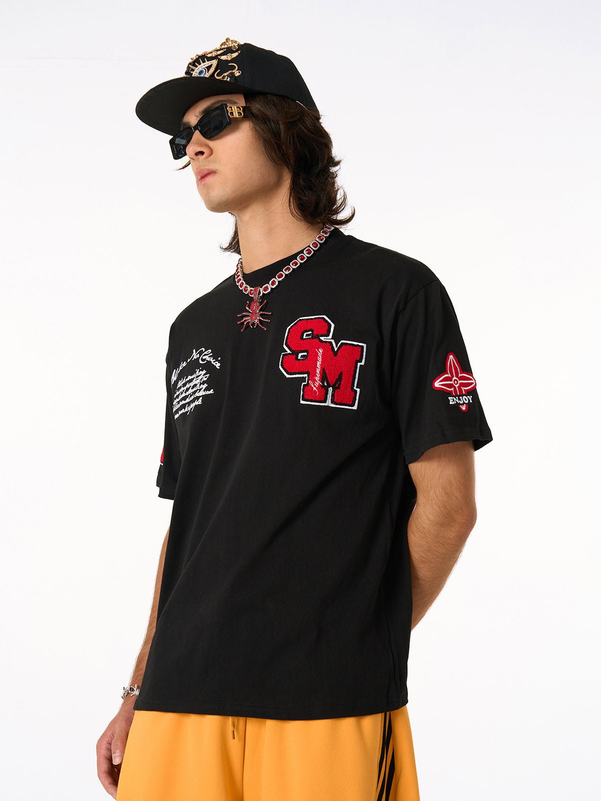 Retro Motorcycle Style Heavy Patch Embroidered T-shirt
